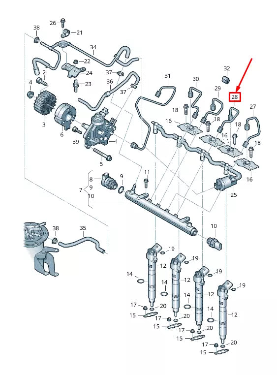NEW AUDI A4 ALLROAD B8 FUEL LINE FROM RAIL TO CYLINDER 2 03L130301R ORIGINAL