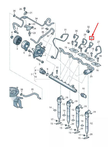 NEW AUDI A4 ALLROAD B8 FUEL LINE FROM RAIL TO CYLINDER 2 03L130301R ORIGINAL