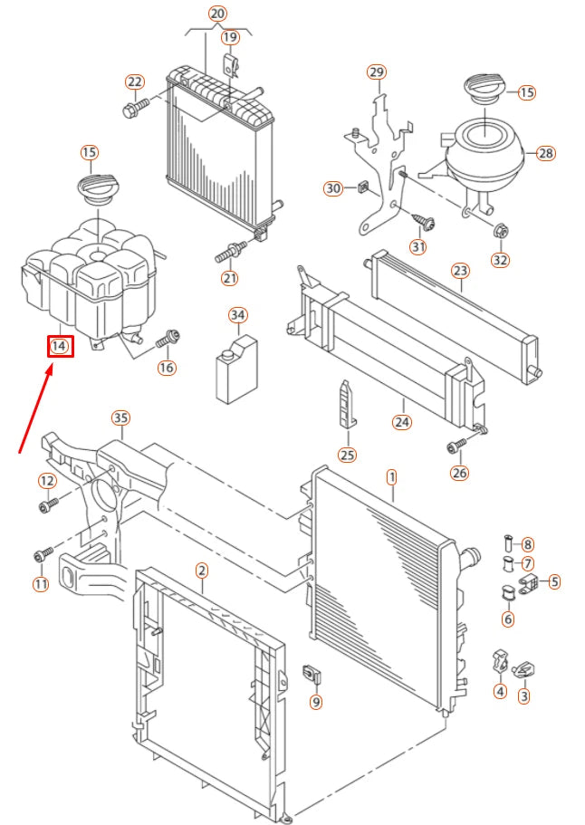 NEW VOLKSWAGEN TOUAREG 7P MK2 COOLANT EXPANSION TANK 7P0121407B ORIGINAL