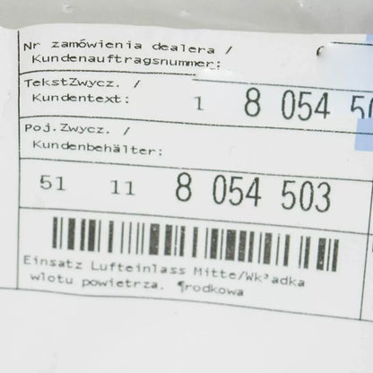 NEW BMW 4 F32 FRONT M SPORT BUMPER CENTER GRILLE 51118054503 8054503 GENUINE