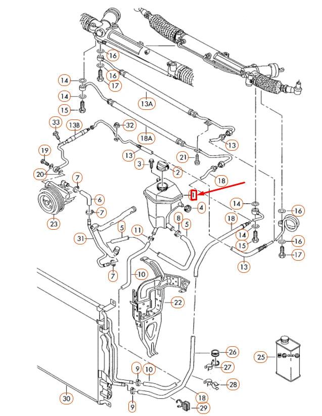 NEW AUDI A8 D3 POWER STEERING OIL RESERVOIR TANK 4E0422371N ORIGINAL