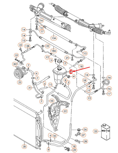 NEW AUDI A8 D3 POWER STEERING OIL RESERVOIR TANK 4E0422371N ORIGINAL
