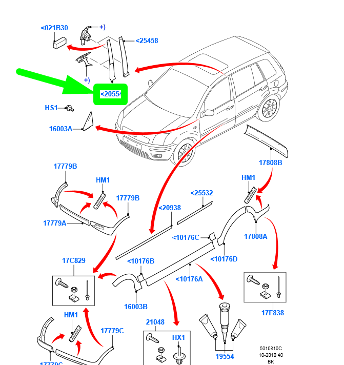 new ford fusion ju front right door outside pillar moulding 1690268 original