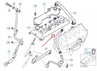 NEW BMW M3 COUPE E46 ENGINE CRANKCASE BREATHER HOSE 11617831336 ORIGINAL