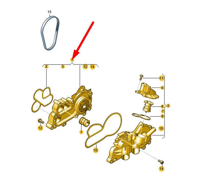 NEW VOLKSWAGEN UP COOLANT PUMP 04C121600P ORIGINAL