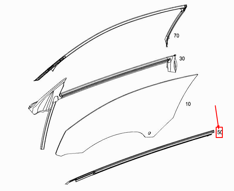 new mercedes-benz c coupe c205 front rh window sealing rail a2057208813 original