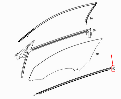 new mercedes-benz c coupe c205 front rh window sealing rail a2057208813 original