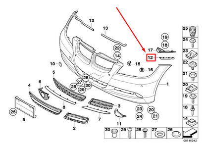 new bmw 3 e90 front left bumper insert 713409 51117134097 original