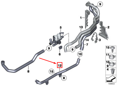 new bmw 5 f10 coolant return pipe 64219193863 9193863 original