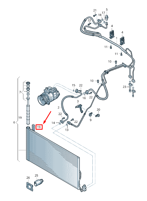 new vw touareg 7p a/c condenser seal 7p0820877 original
