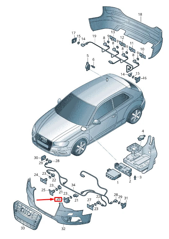NEW AUDI A3 8V FRONT LEFT BUMPER PARK SENSOR BRACKET 8V5919267B3FZ ORIGINAL