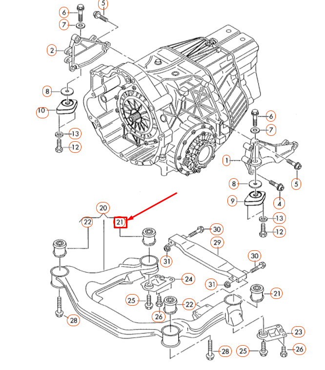 new audi a8 d3 gearbox rear bonded rubber bush 4e0399419 original
