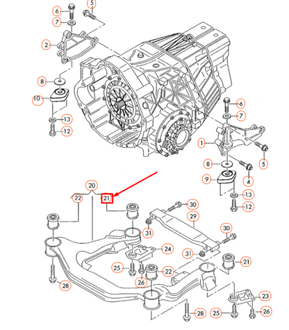 new audi a8 d3 gearbox rear bonded rubber bush 4e0399419 original