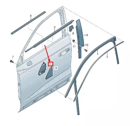 NEW AUDI Q3 F3 FRONT LEFT DOOR MIRROR CORNER TRIM SEAL 83A867367A