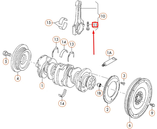 NEW VW PASSAT B7 ENGINE CRANKSHAFT CONNECTING ROD BOLT 021105425B ORIGINAL