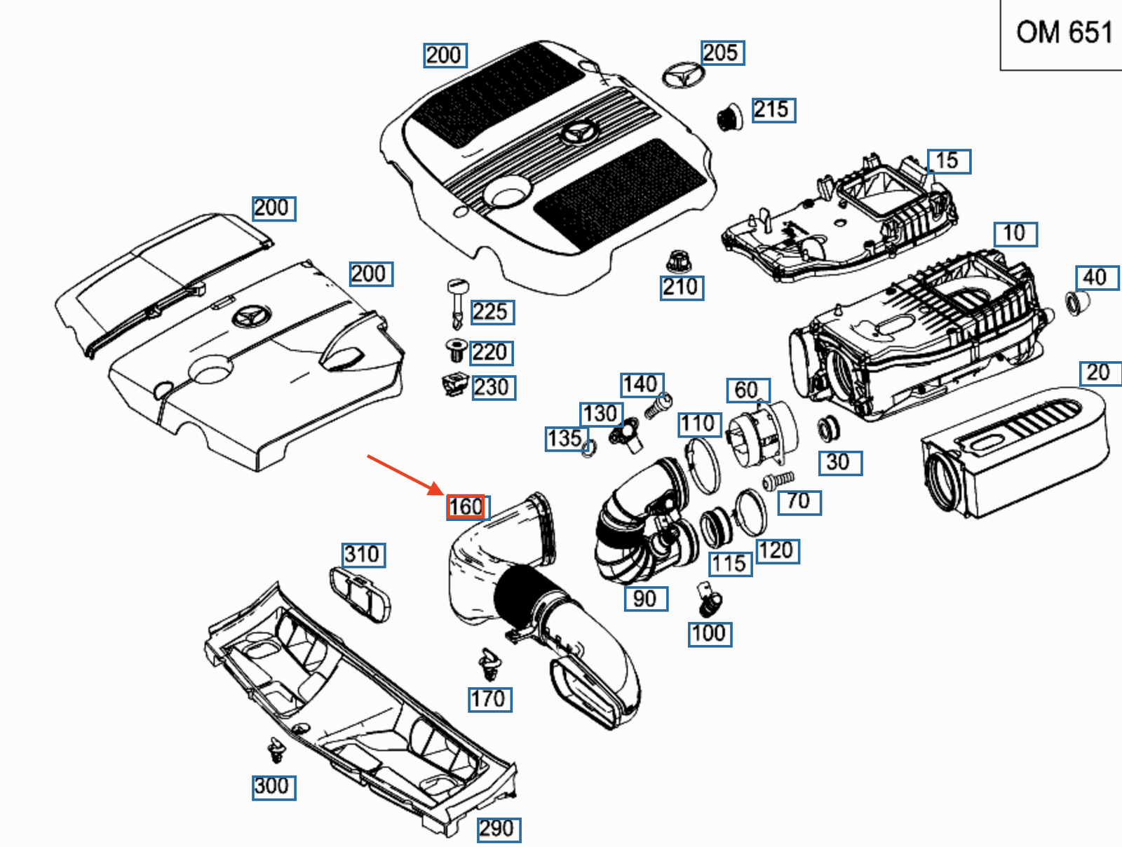 new mercedes-benz e s212 engine air tube line a6510903437 original