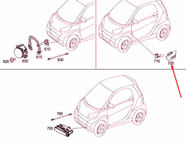 NEW SMART FORTWO 451 RIGHT LATERAL DIRECTION INDICATOR A4519067800C40A ORIGINAL