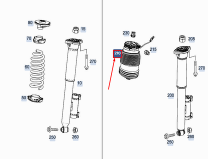 new mercedes-benz e w213 rear left air spring a2133200925 original