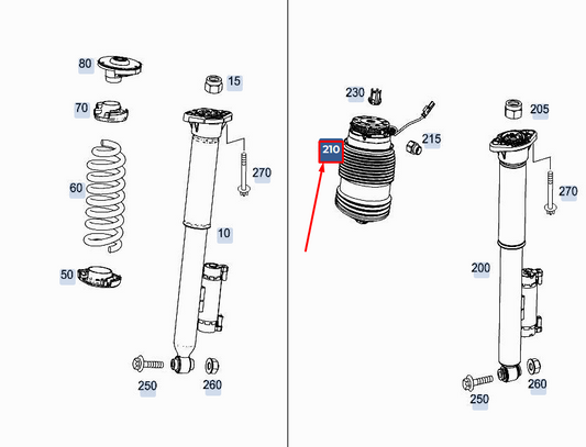 new mercedes-benz e w213 rear left air spring a2133200925 original