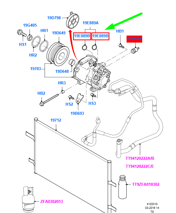 new ford transit mk3 a/c compressor sealing ring 4591973 3m5h-19e889-ab original