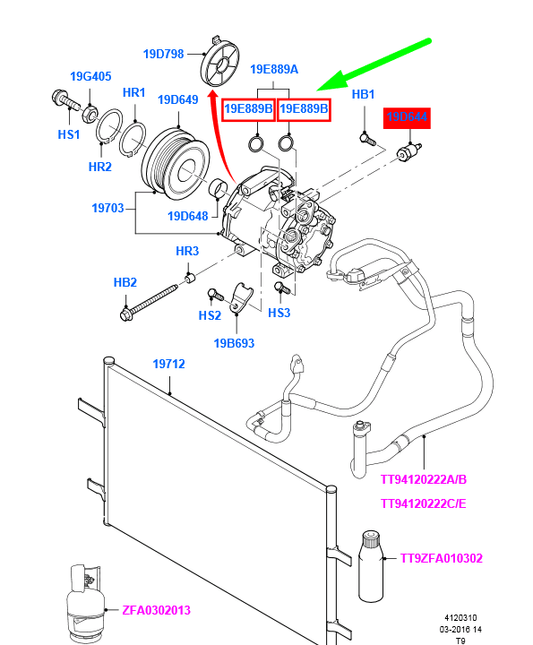 new ford transit mk3 a/c compressor sealing ring 4591973 3m5h-19e889-ab original