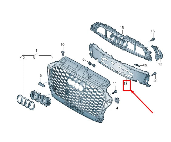 NEW AUDI RS3 RADIATOR GRILLE COVER 8V5807217C ORIGINAL