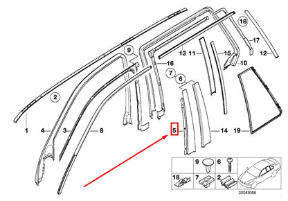 NEW BMW 5 E39 FRONT LEFT COLUMN B MOLDING 51328159871 8159871 ORIGINAL