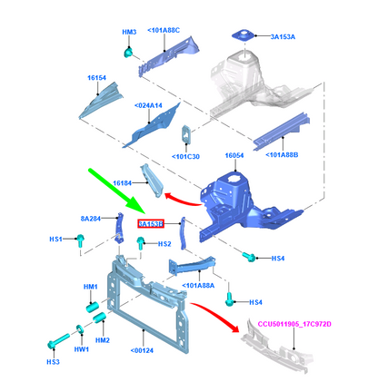 new ford ka mk2 front left reinforcement panel 9s51-3a153-da 1558805 original
