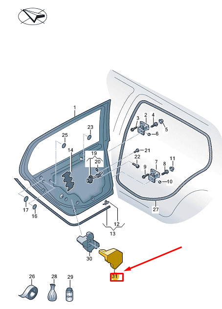 new vw golf cd mk8 rear left outer door deformation element 5h0868695c original