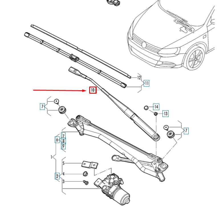 NEW VOLKSWAGEN JETTA A6 MK6 FRONT LEFT AERO WIPER ARM LHD 5C7955409B ORIGINAL