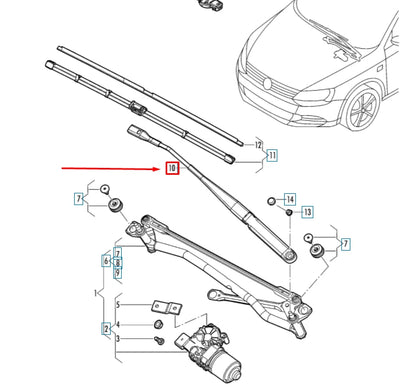 NEW VOLKSWAGEN JETTA A6 MK6 FRONT LEFT AERO WIPER ARM LHD 5C7955409B ORIGINAL