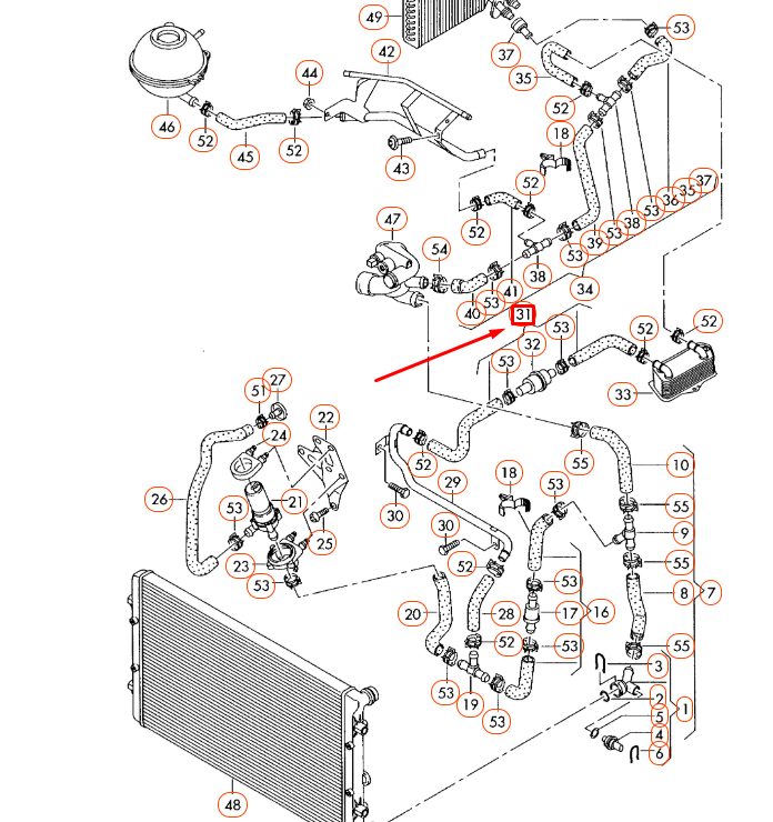 NEW AUDI A3 8P ENGINE COOLANT HOSE 1K0121096A ORIGINAL