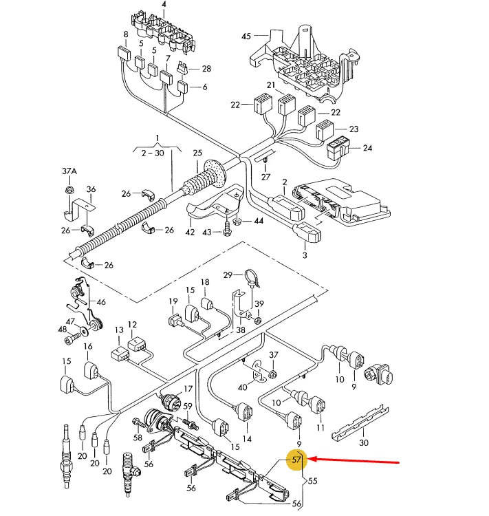 NEW AUDI A2 8Z ADAPTER CABLE LOOM CABLE GUIDE 045971803 ORIGINAL