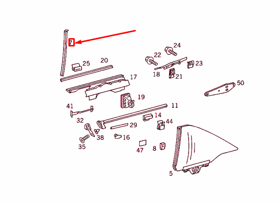 NEW MB E W124 REAR LEFT SIDE WINDOW OUTSIDE SEALING FRAME A1246700939 ORIGINAL