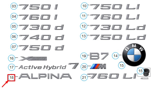 NEW BMW ALPINA B7 F01 REAR EMBLEM BADGE 51008025862 8025862 ORIGINAL