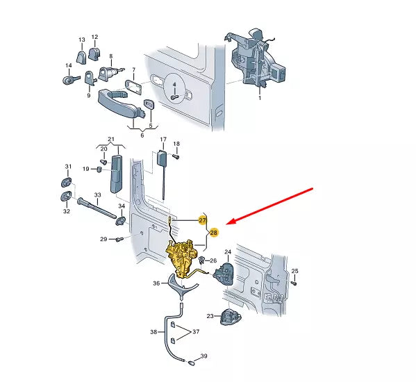 NEW VW TRANSPORTER T5 SLIDING DOOR RIGHT REMOTE CONTROL LOCK 7E0843654BS