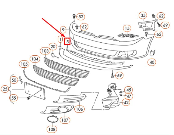 NEW VOLKSWAGEN GOLF MK6 FRONT BUMPER SPOILER RETAINER 5K08059159B9