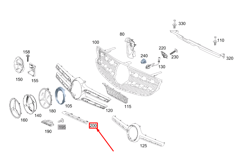 NEW MERCEDES-BENZ GLC X253 RADIATOR GRILLE LEFT TRIM BAR A2538881901 ORIGINAL