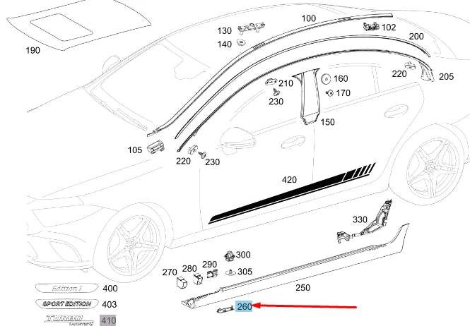 NEW MB CLS C257 RIGHT REAR JACK SUPPORT POINT CAP A25788582029999