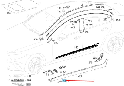 NEW MB CLS C257 RIGHT REAR JACK SUPPORT POINT CAP A25788582029999