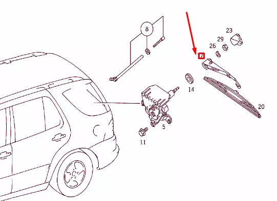 NEW MERCEDES-BENZ ML W163 REAR WINDOW WIPER ARM A1638201944 ORIGINAL