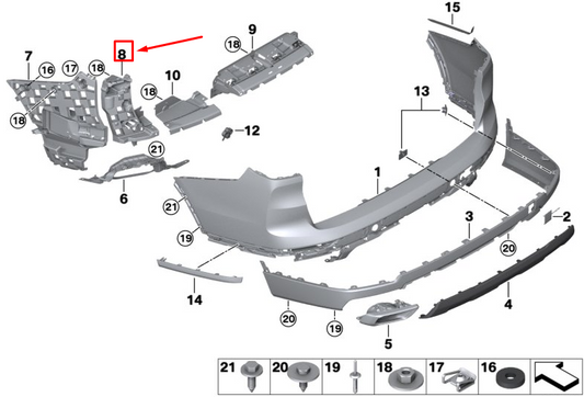 new bmw x7 g07 rear left bumper corner mount 51127420665 original