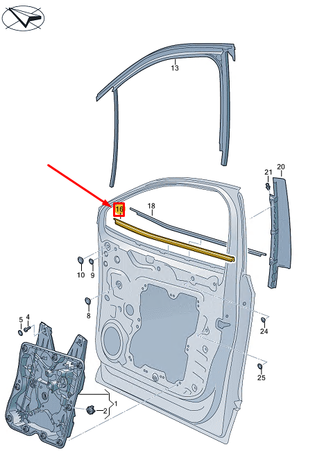 new vw id.4 e21 front right inner window aperture seal 11a837480a original