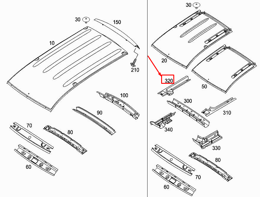 new mercedes-benz citan w415 rear right roof reinforcement a4156511300 original