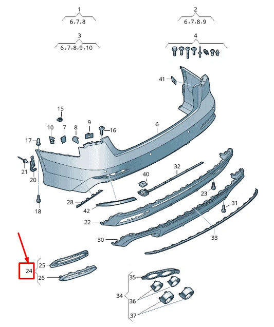 NEW AUDI A6 4A C8 REAR RIGHT BUMPER TRIM 4K0807812A3Q7