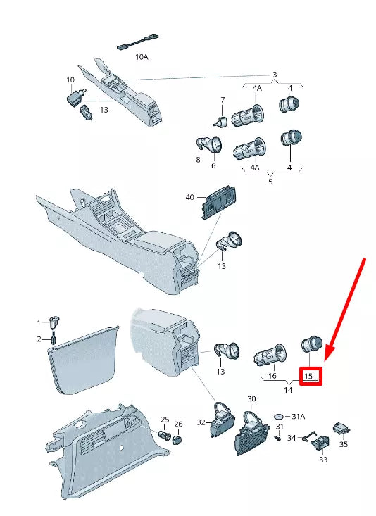 NEW VW AMAROK 2H 12 V SOCKET LID 1K0919341F9B9 ORIGINAL