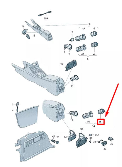 NEW VW AMAROK 2H 12 V SOCKET LID 1K0919341F9B9 ORIGINAL
