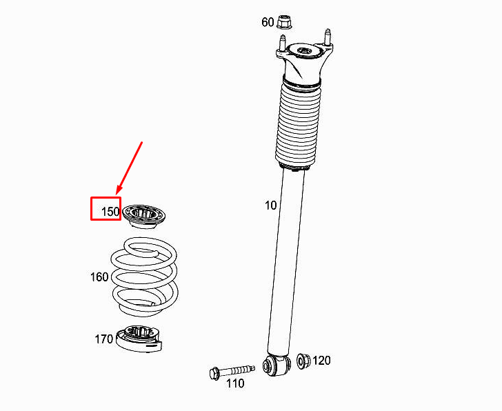 new mercedes-benz a w177 top rear spring retainer insert a2433250100 original