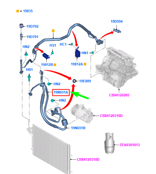 new ford focus mk3 c346 a/c system tube assy av61-19n601-af 1837589 original