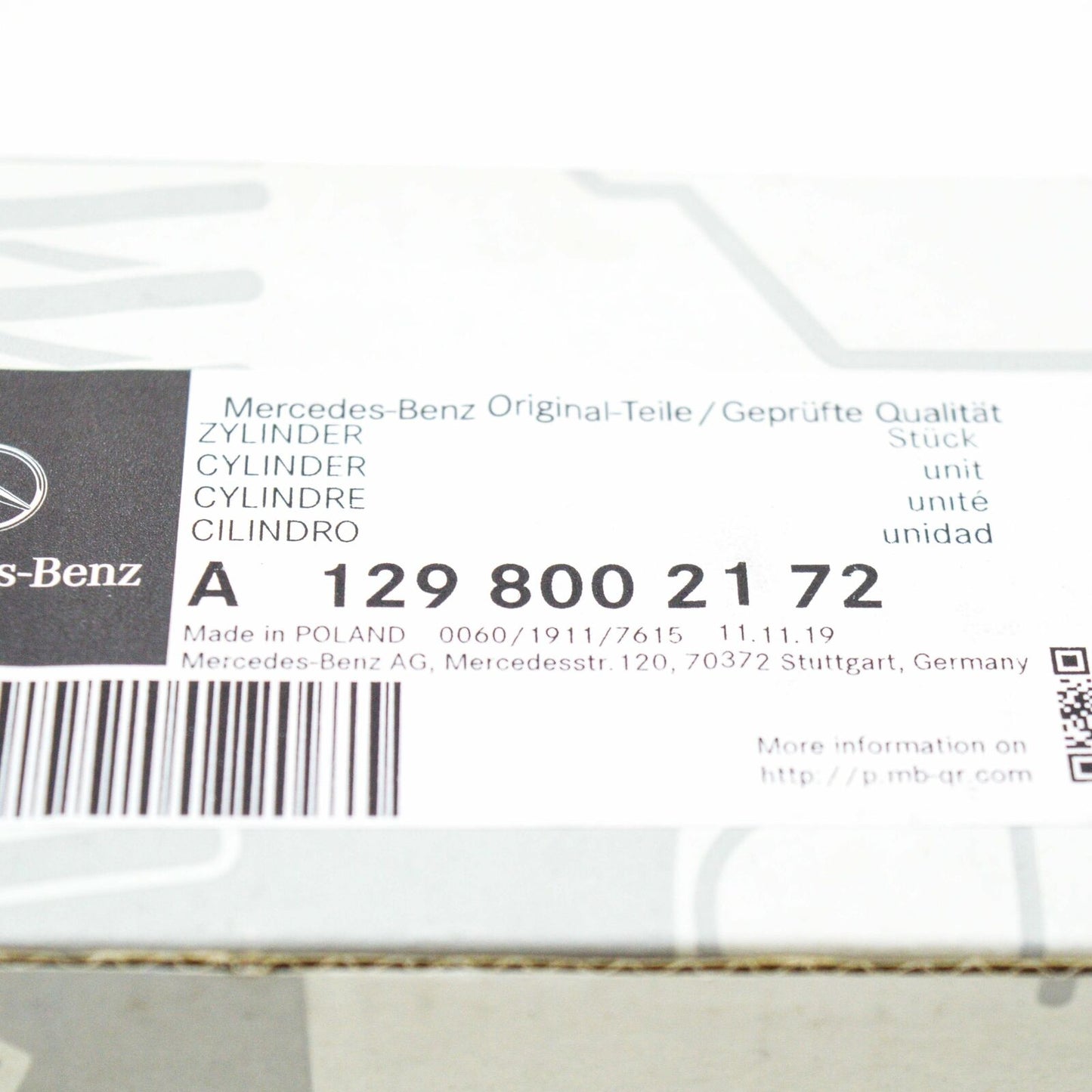 NEW MB SL R129 FOLDING TOP HYDRAULIC SYSTEM CENTRAL CYLINDER A1298002172